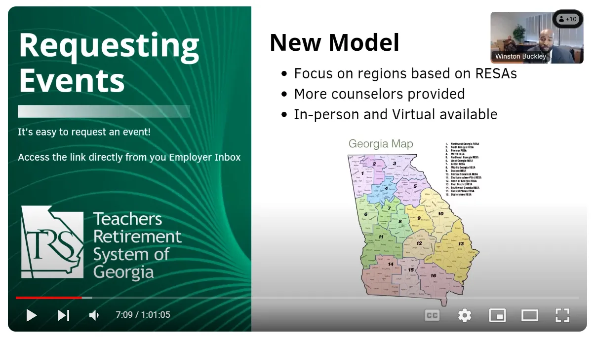 Video thumbnail with TRS logo, title of Requesting Events, and new model map.