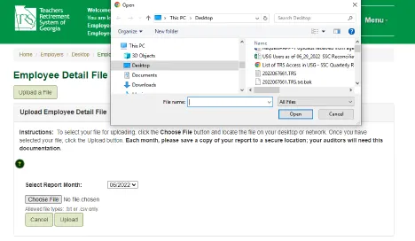 Screenshot of Data File Upload Step 2