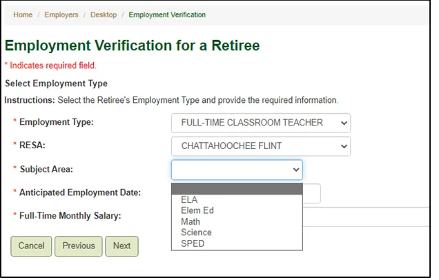 Screenshot of Employment Verification Form Step 5
